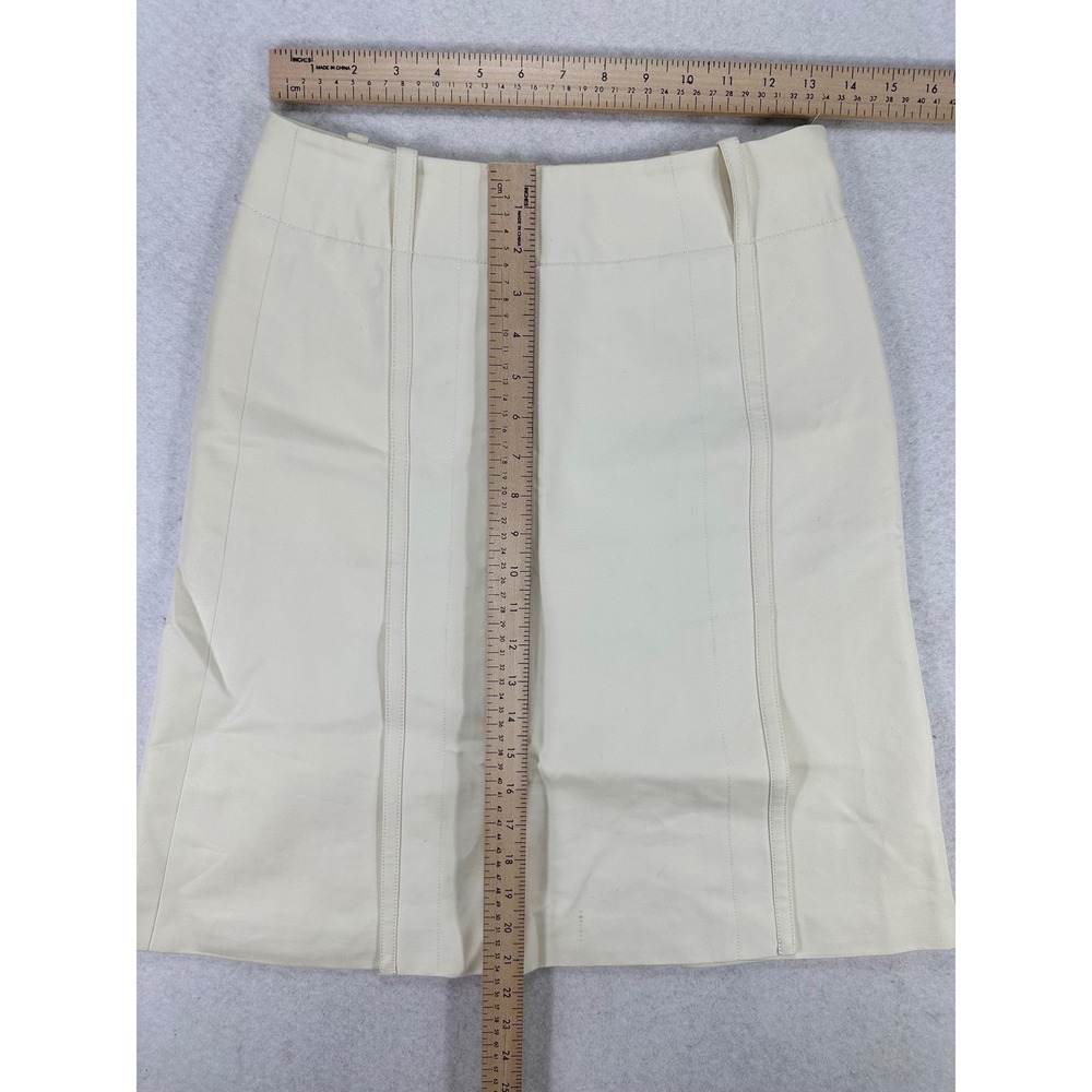Loro Piana Ivory Cotton Silk Lined A-Line Skirt Made in Italy Size 42 - Picture 6 of 8